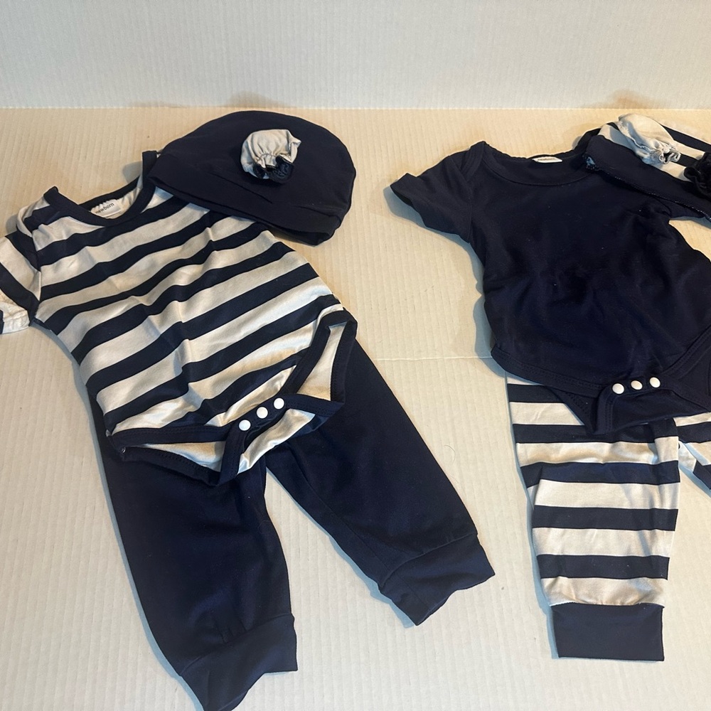 NEW Navy and White Striped Kids Matching Set boys newborn